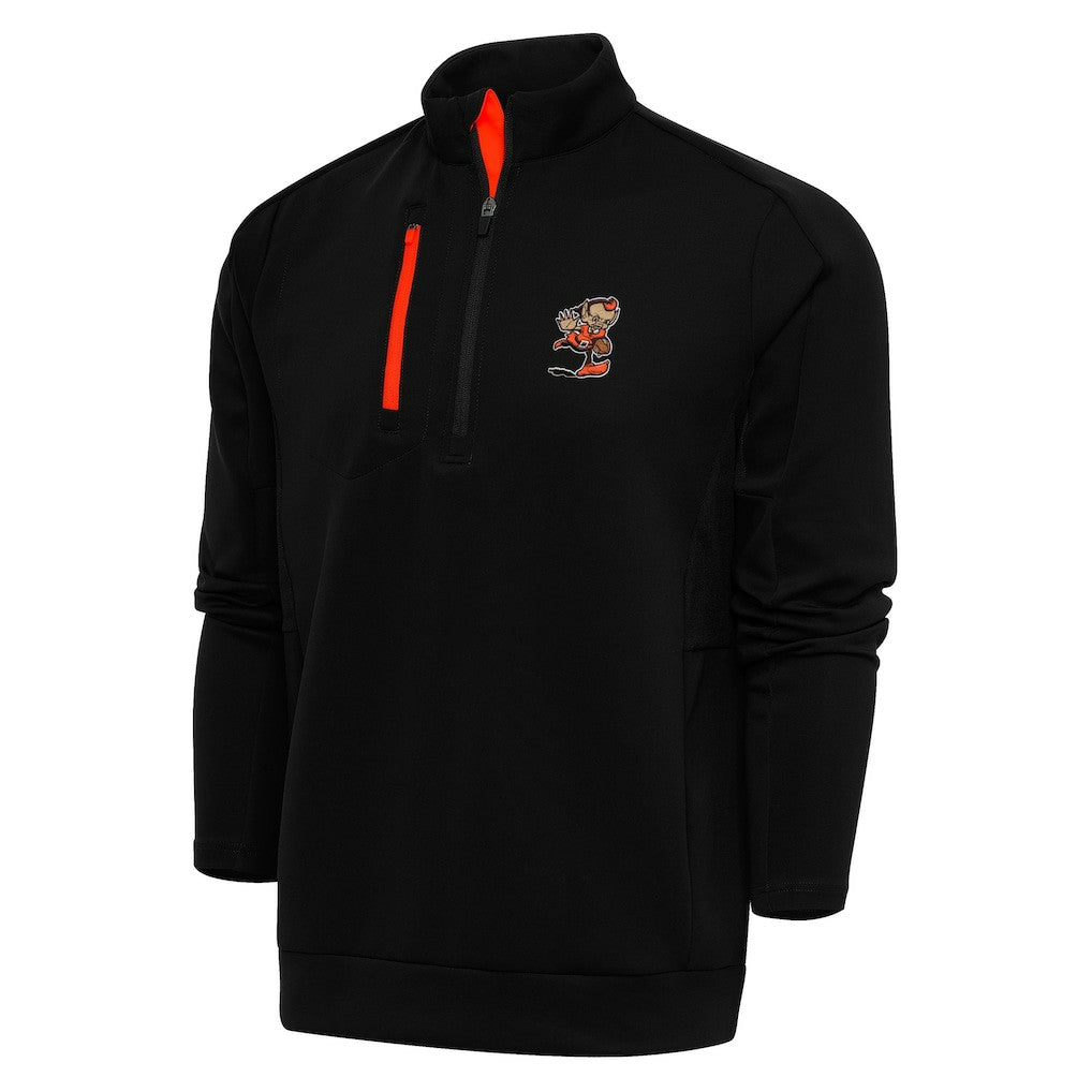 Cleveland Browns Antigua Team Logo Generation Quarter-Zip Pullover Jacket Black - NFL