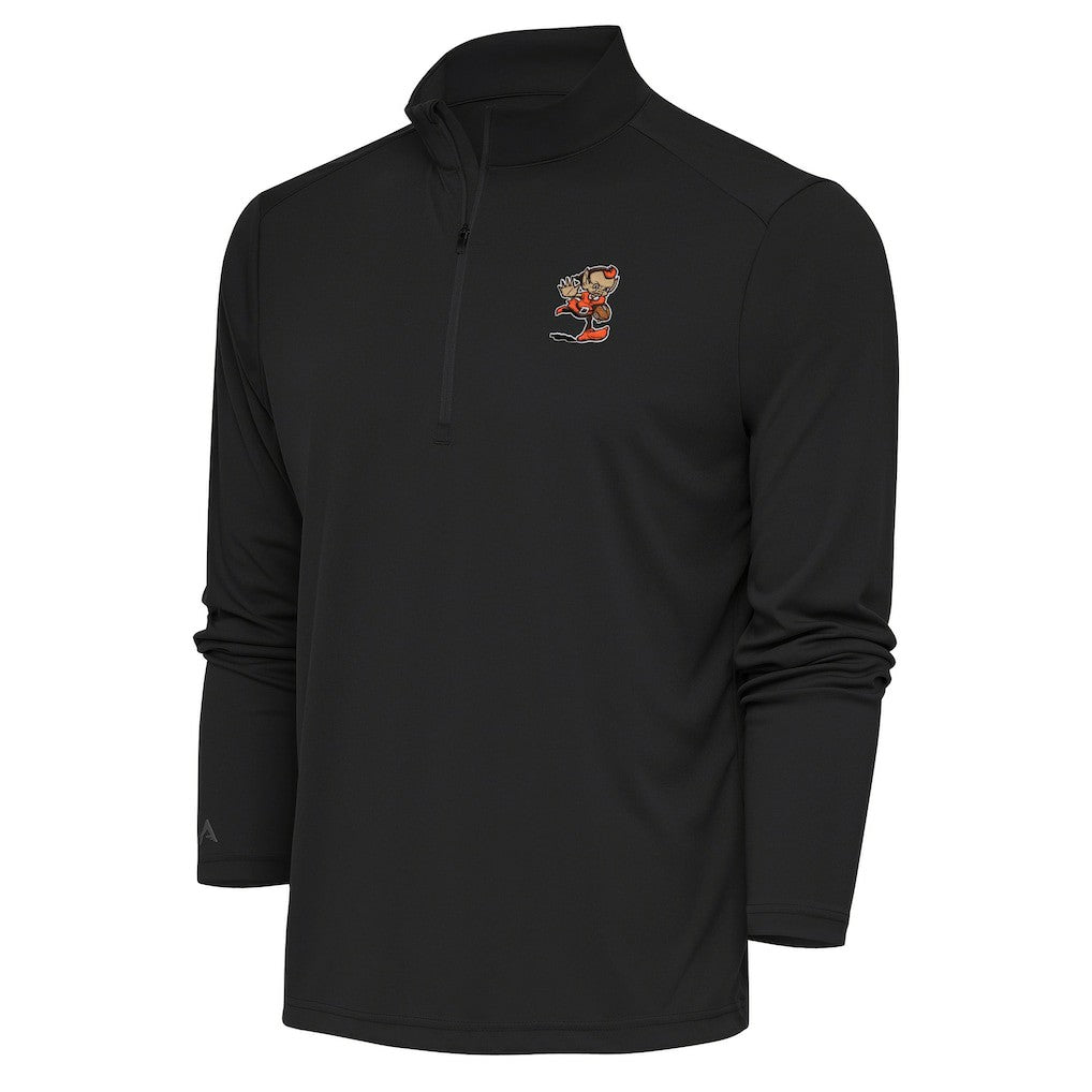 Cleveland Browns Antigua Team Logo Tribute Quarter-Zip Pullover Top Charcoal - NFL