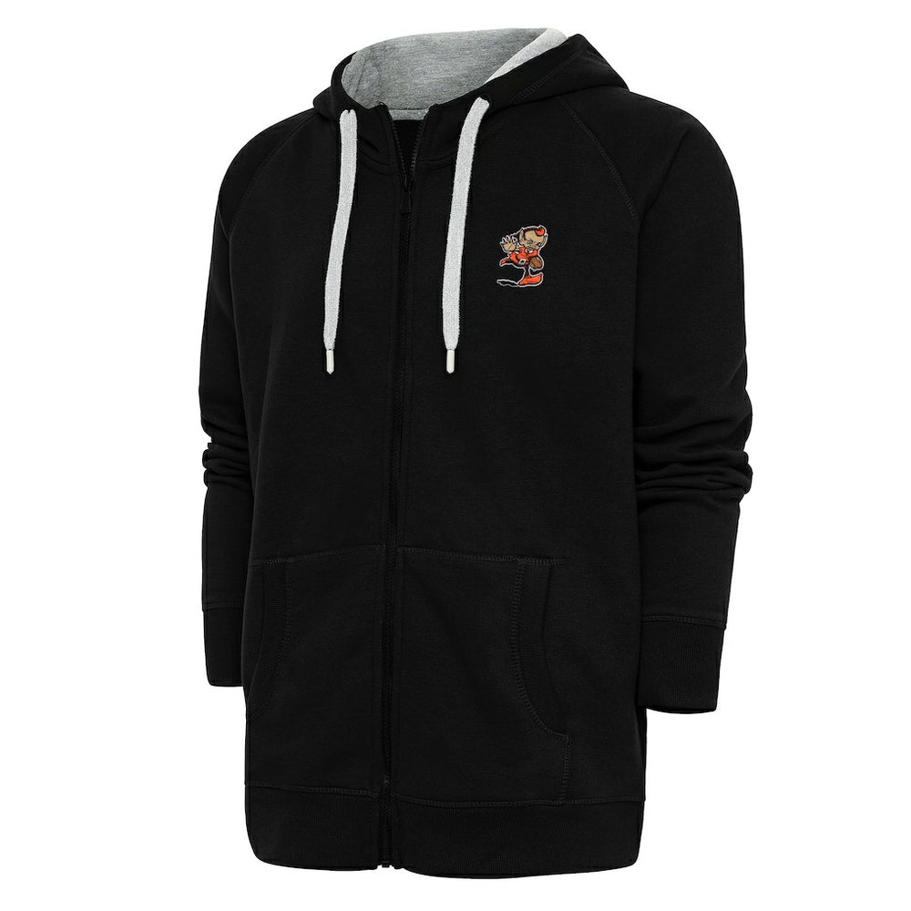 Cleveland Browns Antigua Team Logo Victory Full-Zip Hoodie Black - NFL