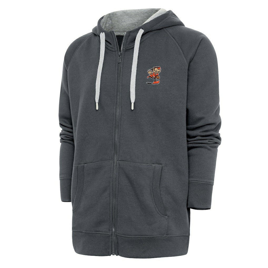 Cleveland Browns Antigua Team Logo Victory Full-Zip Hoodie Charcoal - NFL