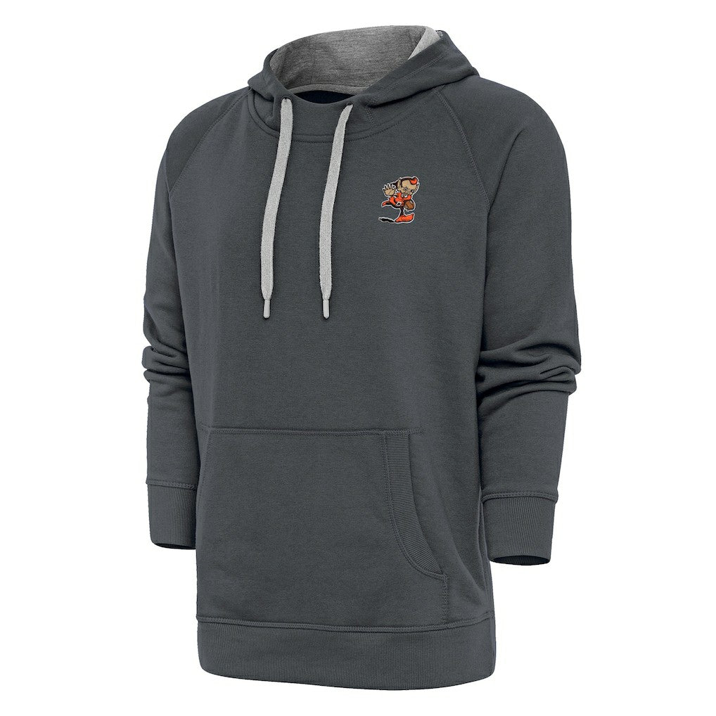 Cleveland Browns Antigua Team Logo Victory Pullover Hoodie Charcoal - NFL