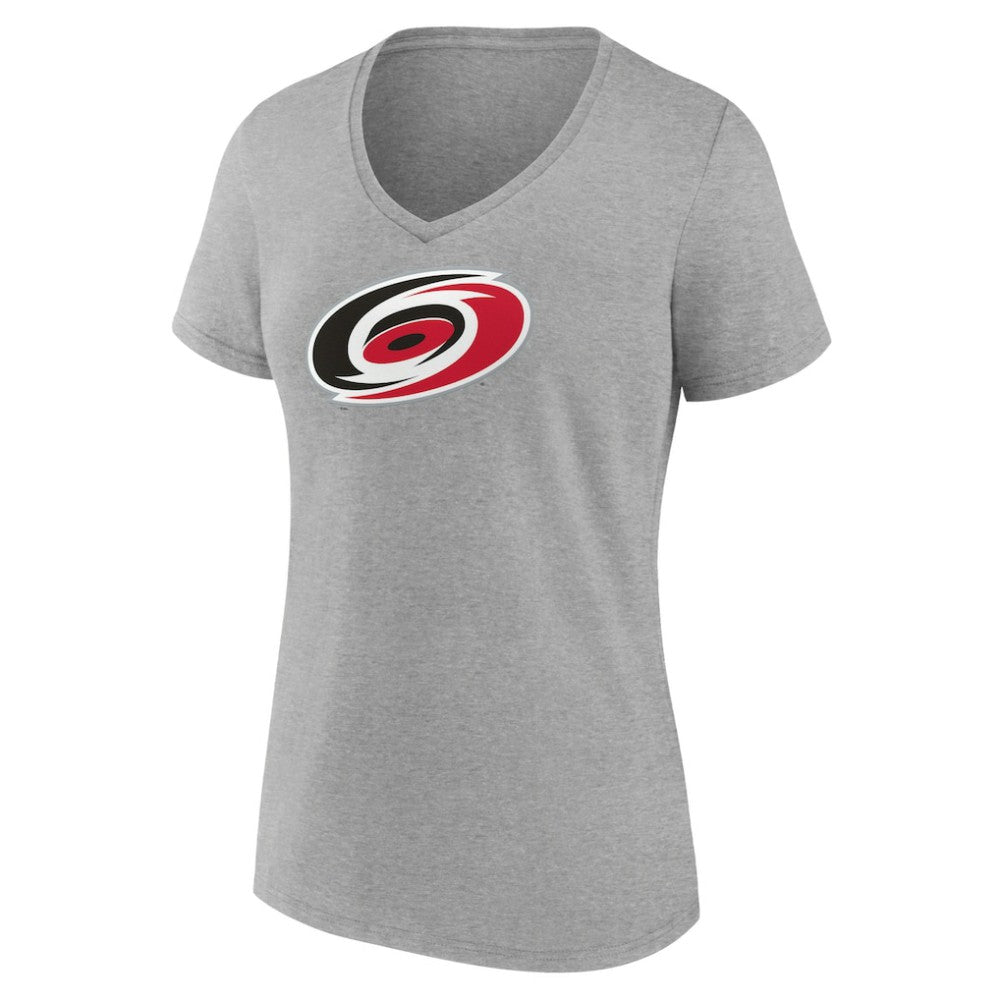 Carolina Hurricanes - Women's Primary Logo Team V-Neck T-Shirt Heather Gray