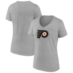 Philadelphia Flyers - Women's Primary Logo Team V-Neck T-Shirt Heather Gray