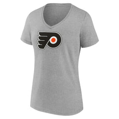 Philadelphia Flyers - Women's Primary Logo Team V-Neck T-Shirt Heather Gray