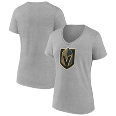 Vegas Golden Knights Women's Primary Logo Team V-Neck T-Shirt Heather Gray