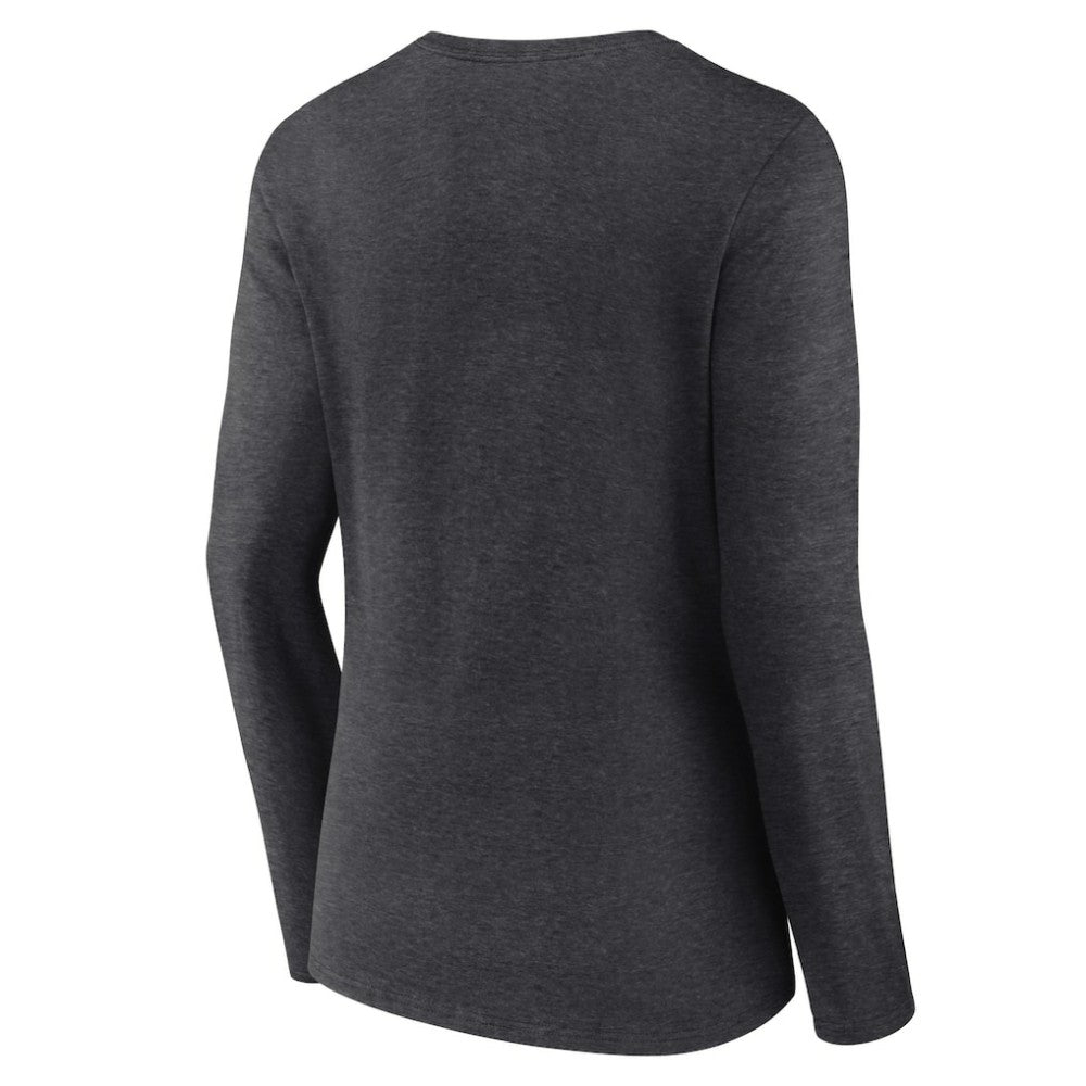 Minnesota Wild - Women's Primary Team Logo Long Sleeve V-Neck T-Shirt Heather Charcoal