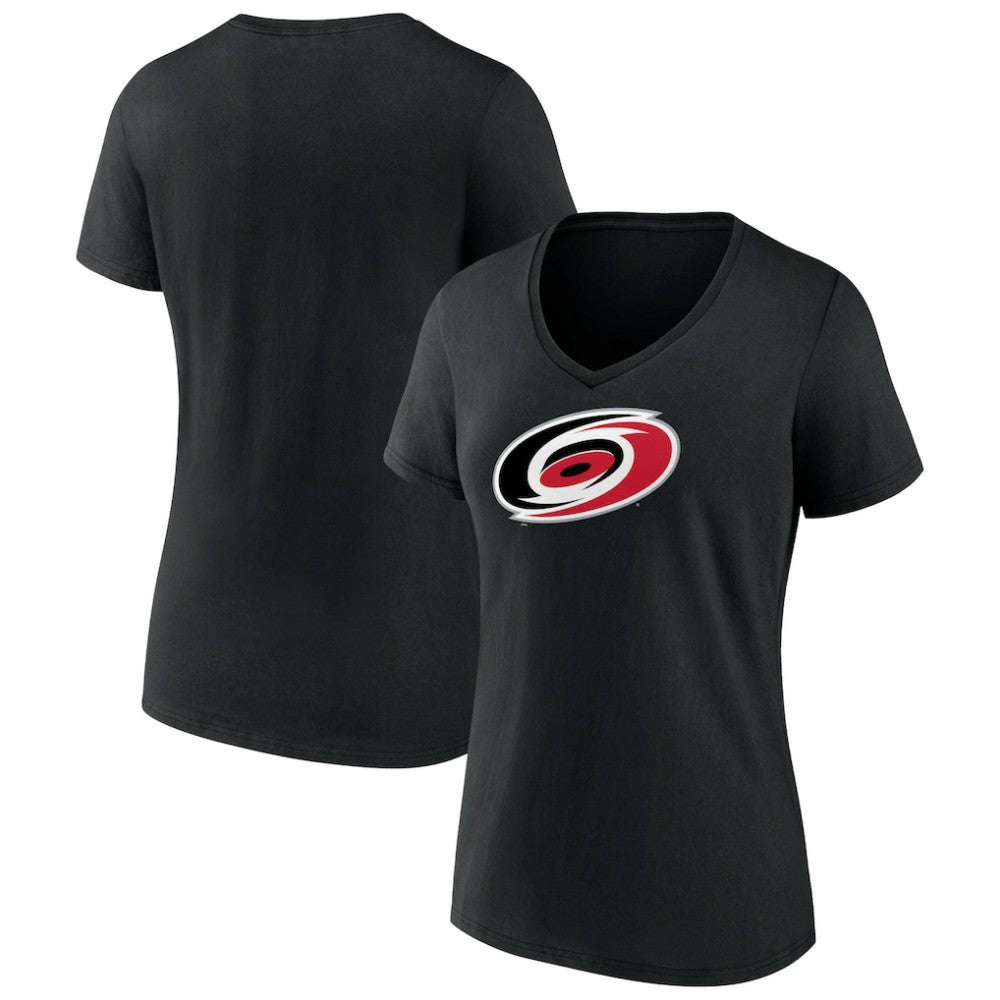 Carolina Hurricanes - Women's Team Primary Logo V-Neck T-Shirt Black