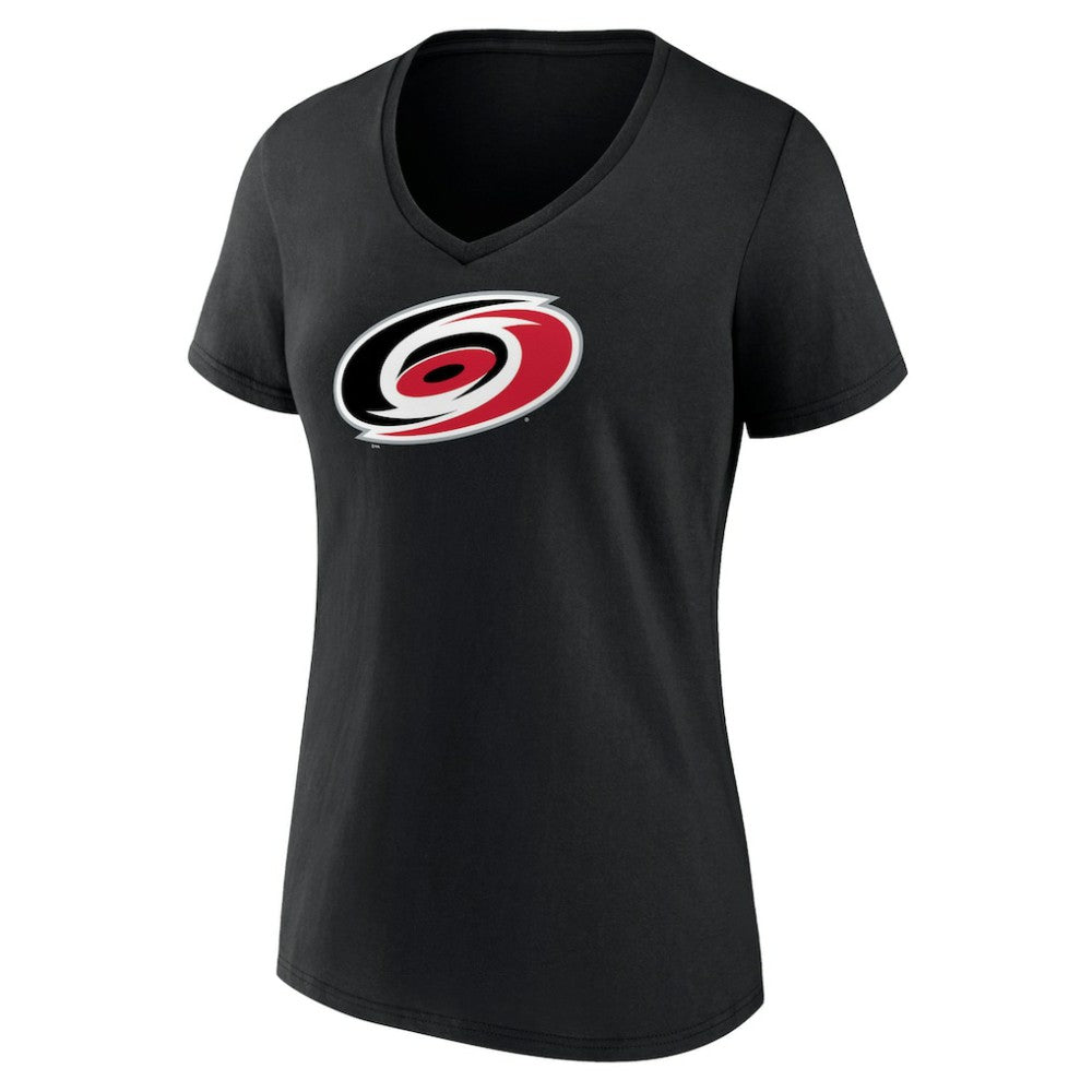 Carolina Hurricanes - Women's Team Primary Logo V-Neck T-Shirt Black