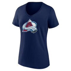 Colorado Avalanche - Women's Team Primary Logo V-Neck T-Shirt Navy