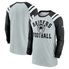 Las Vegas Raiders Classic Arc Raglan Tri-Blend Long Sleeve T-Shirt Silver/Black - Nike