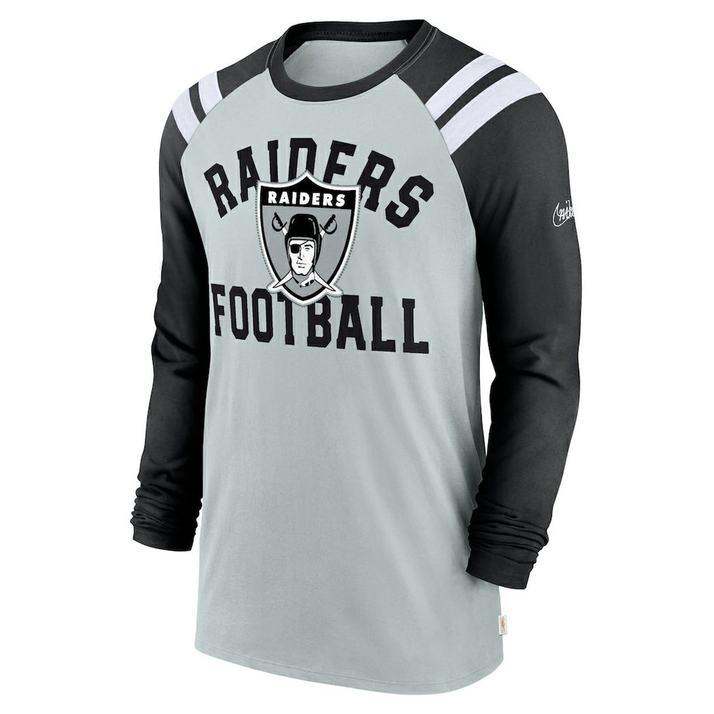 Las Vegas Raiders Classic Arc Raglan Tri-Blend Long Sleeve T-Shirt Silver/Black - Nike