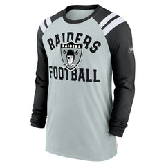 Las Vegas Raiders Classic Arc Raglan Tri-Blend Long Sleeve T-Shirt Silver/Black - Nike