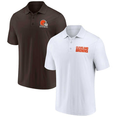 Cleveland Browns Lockup Two-Pack Polo Set White/Brown - Fanatics