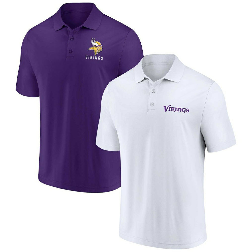 Minnesota Vikings Lockup Two-Pack Polo Set White/Purple - Fanatics