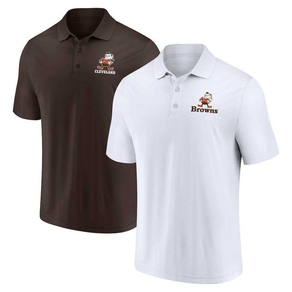 Cleveland Browns Throwback Two-Pack Polo Set White/Brown - Fanatics