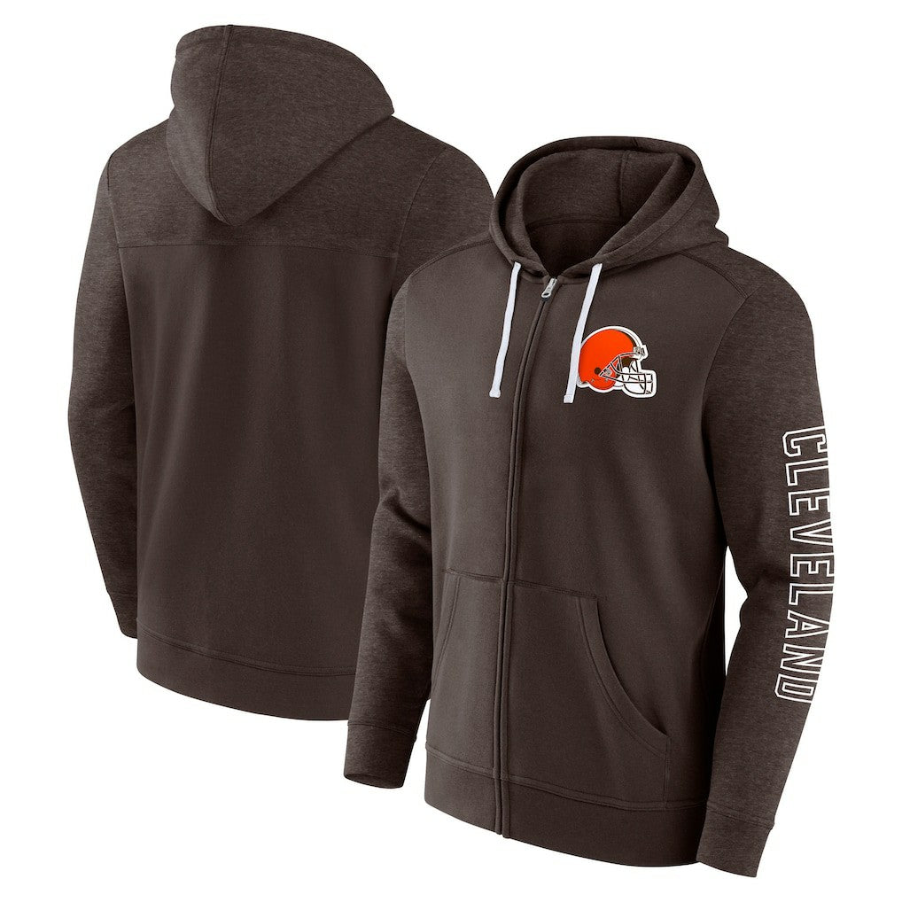 Cleveland Browns Offensive Lineup Hoodie Full-Zip Hoodie Brown - Fanatics