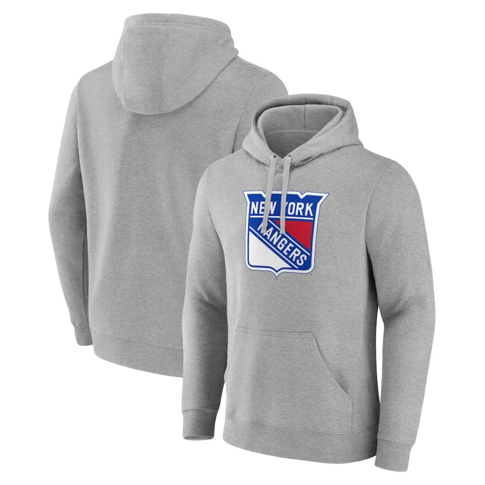 New York Rangers Primary Team Logo Pullover Hoodie Gray