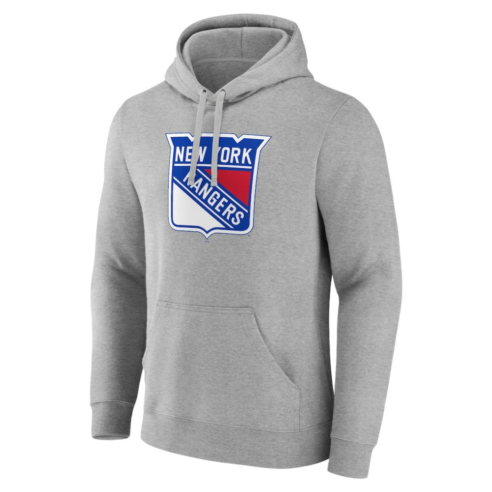 New York Rangers Primary Team Logo Pullover Hoodie Gray