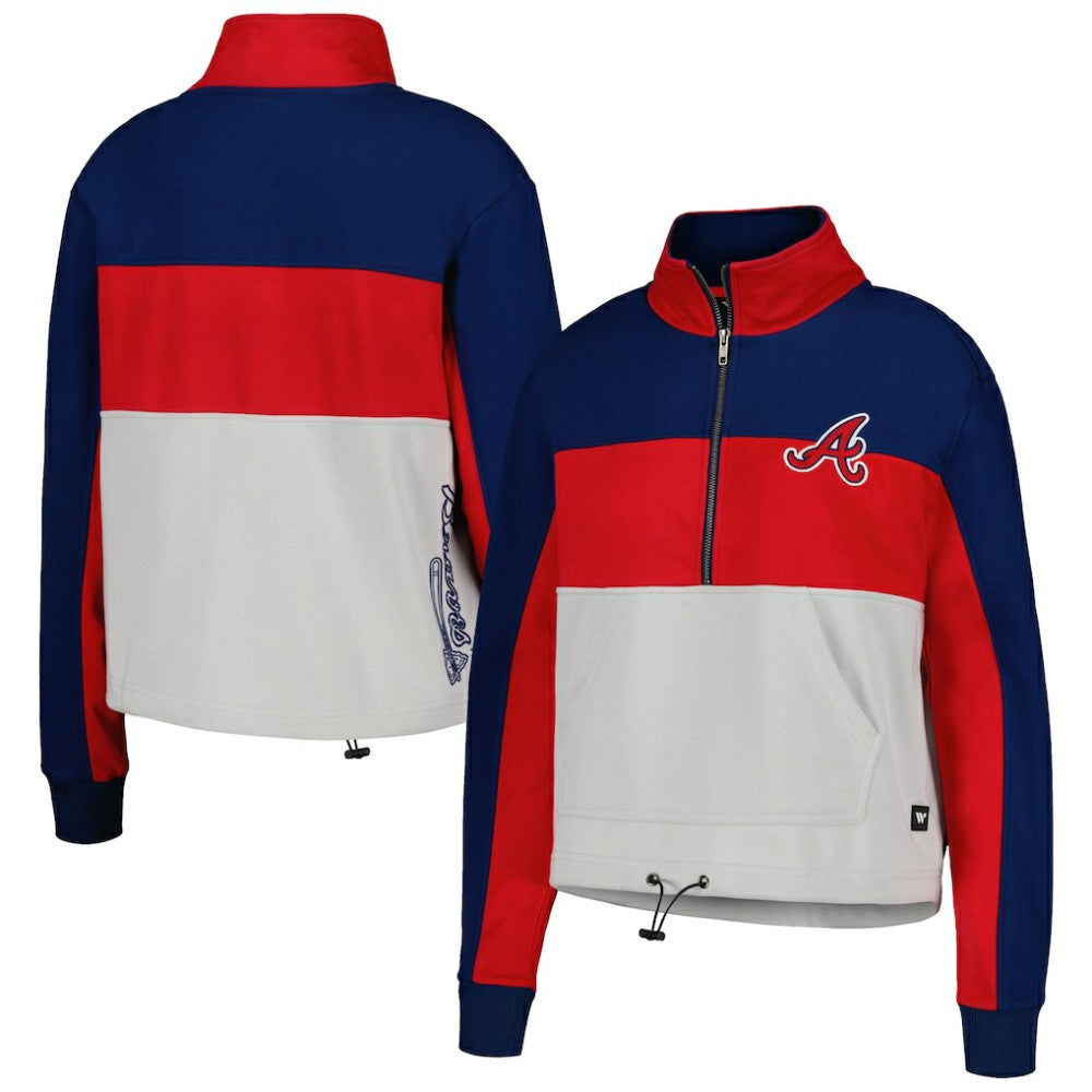 Atlanta Braves The Wild Collective Women's Color Block Half-Zip Jacket On Sale