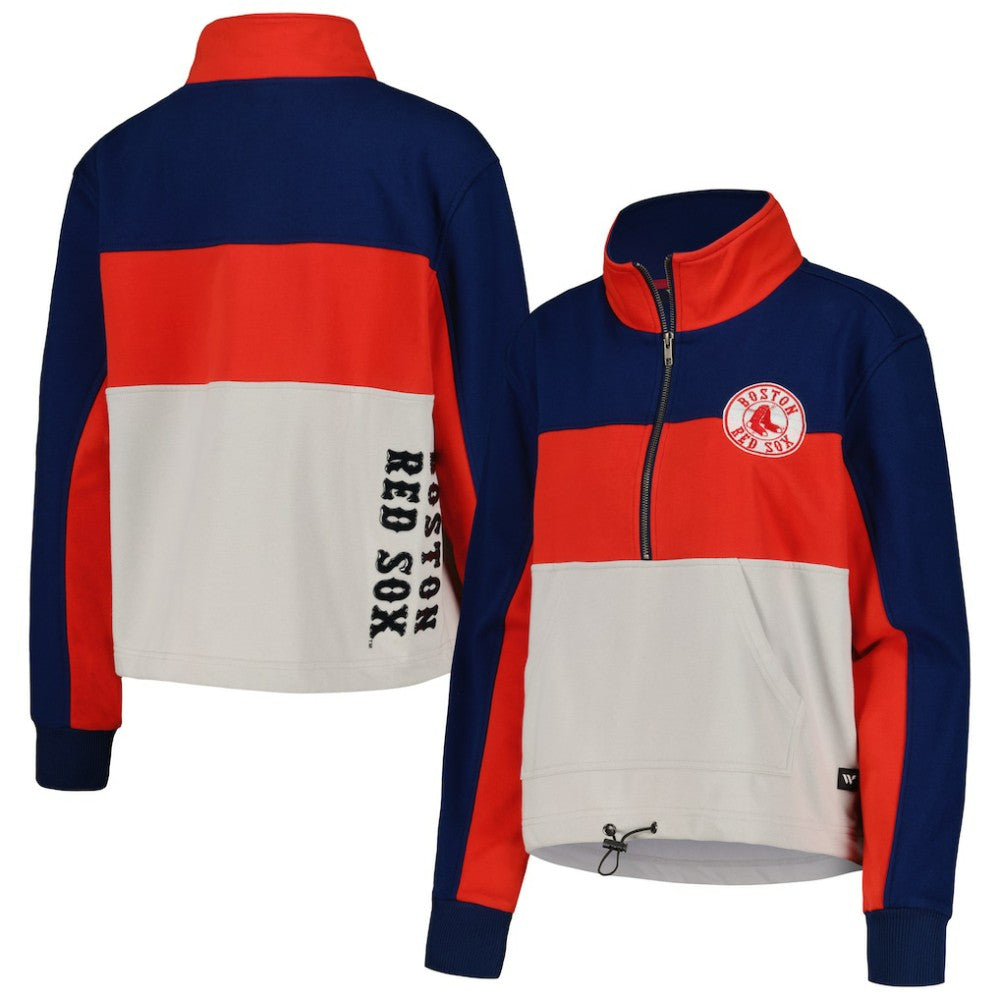 Boston Red Sox The Wild Collective Women's Color Block Half-Zip Jacket discount