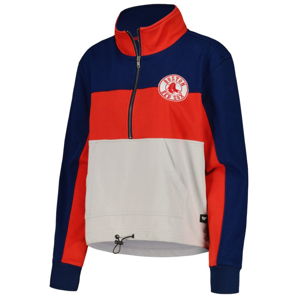 Boston Red Sox The Wild Collective Women's Color Block Half-Zip Jacket discount