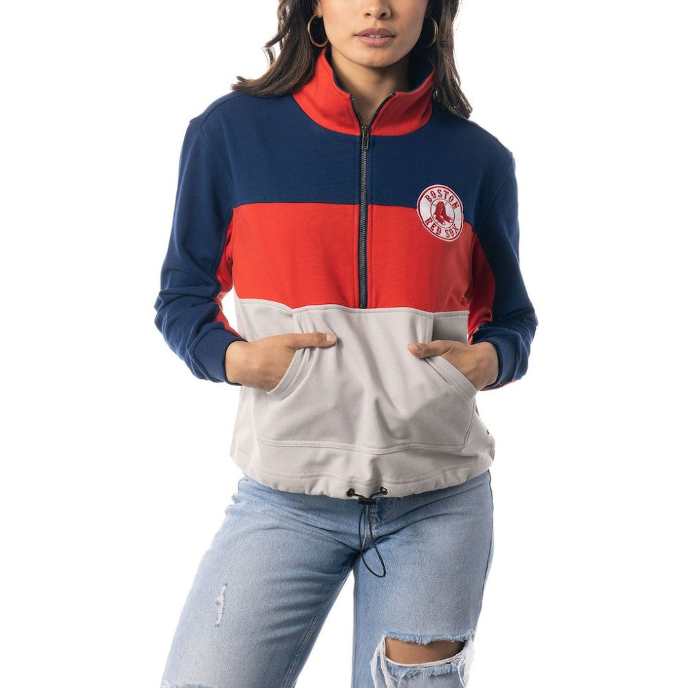 Boston Red Sox The Wild Collective Women's Color Block Half-Zip Jacket discount