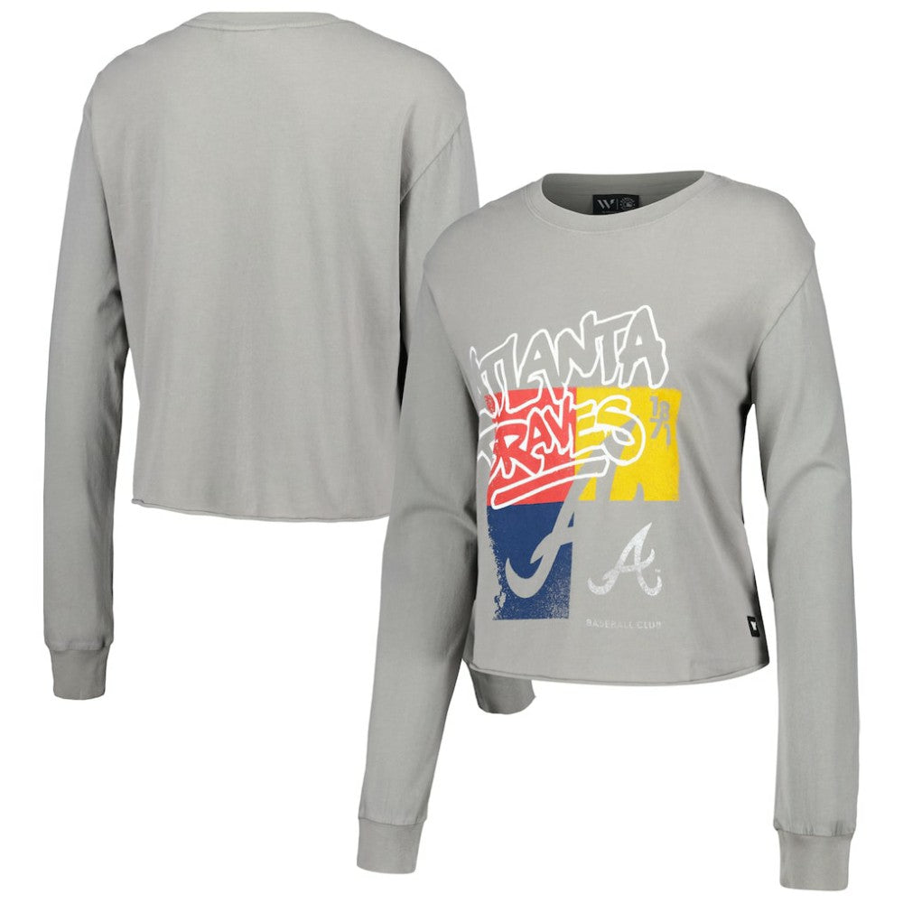 Atlanta Braves The Wild Collective Women's Cropped Long Sleeve T-Shirt On Sale