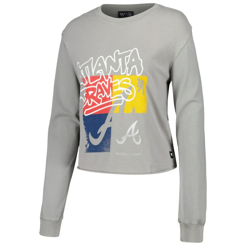 Atlanta Braves The Wild Collective Women's Cropped Long Sleeve T-Shirt On Sale