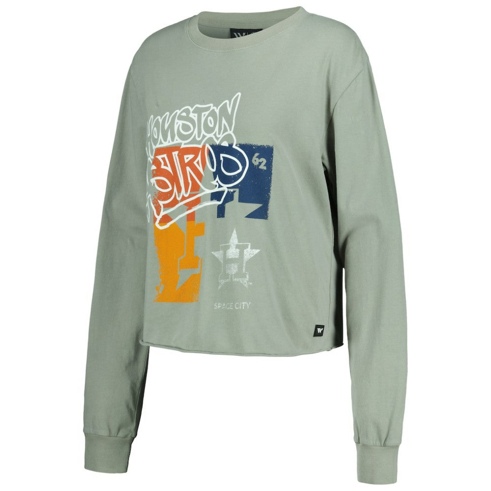 Houston Astros The Wild Collective Women's Cropped Long Sleeve T-Shirt Online