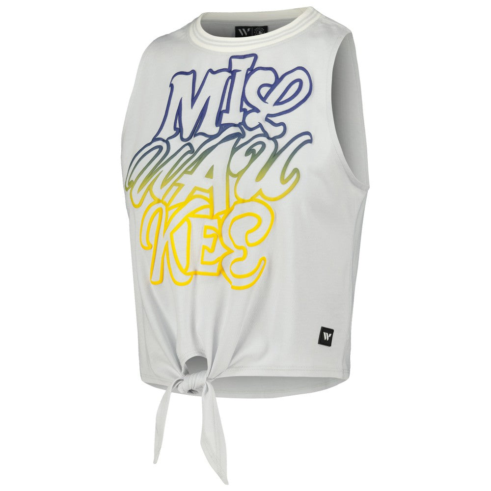 Milwaukee Brewers The Wild Collective Women's Twisted Tie Front Tank Top On Sale