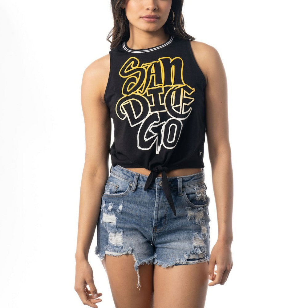 San Diego Padres The Wild Collective Women's Twisted Tie Front Tank Top Lifestyle