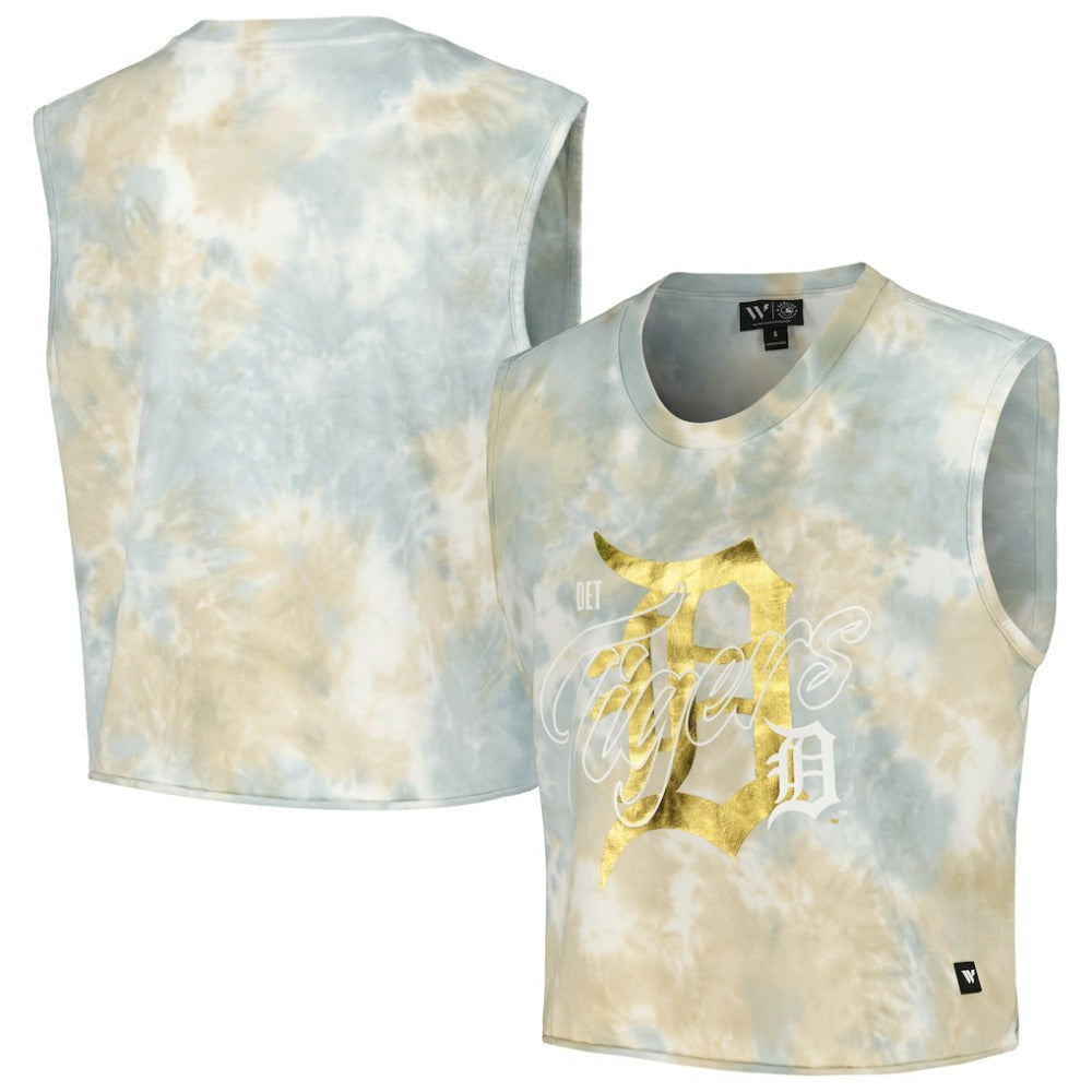 Detroit Tigers The Wild Collective Women's Washed Muscle Tank Top for sale