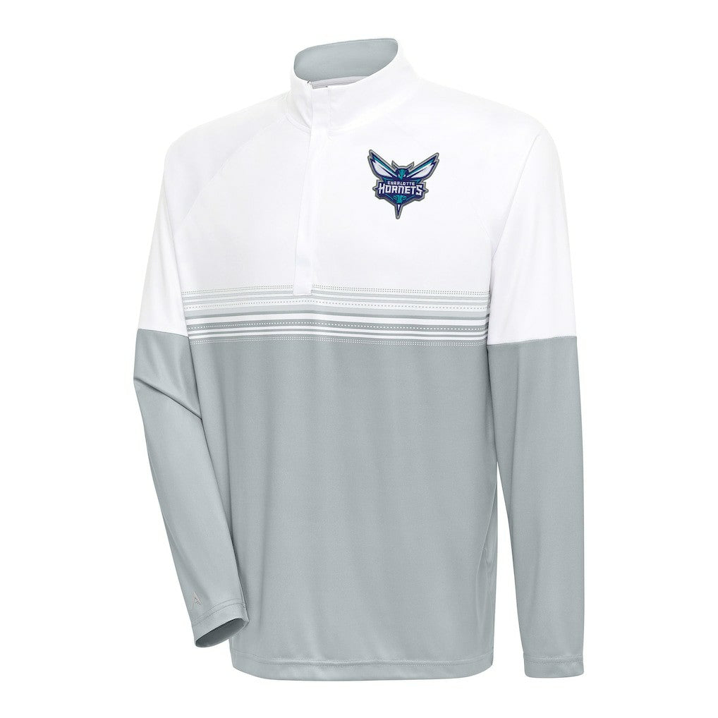 NBA - Charlotte Hornets Antigua Bender Quarter-Zip Pullover Top - White/Gray