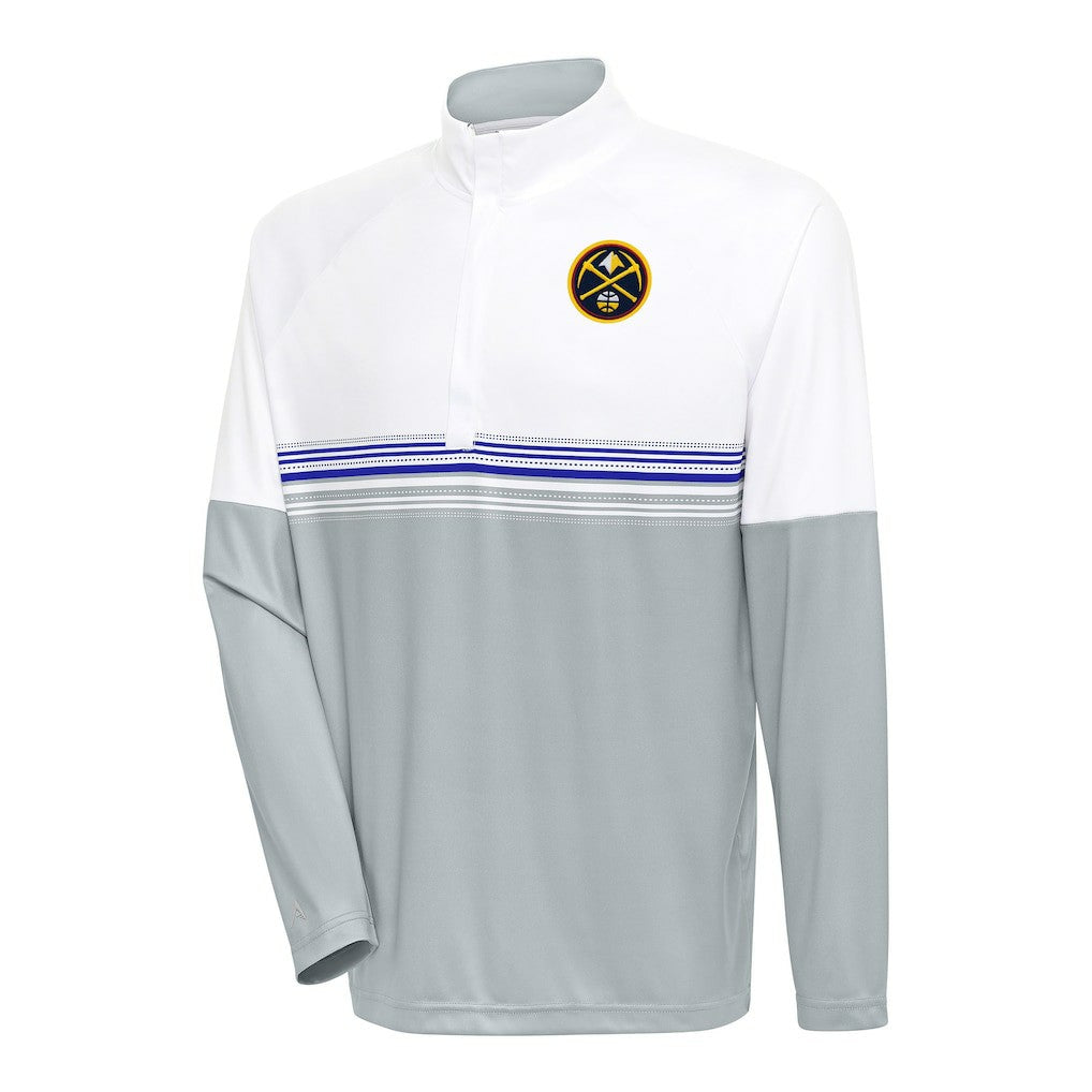 NBA - Denver Nuggets Antigua Bender Quarter-Zip Pullover Top - White/Royal