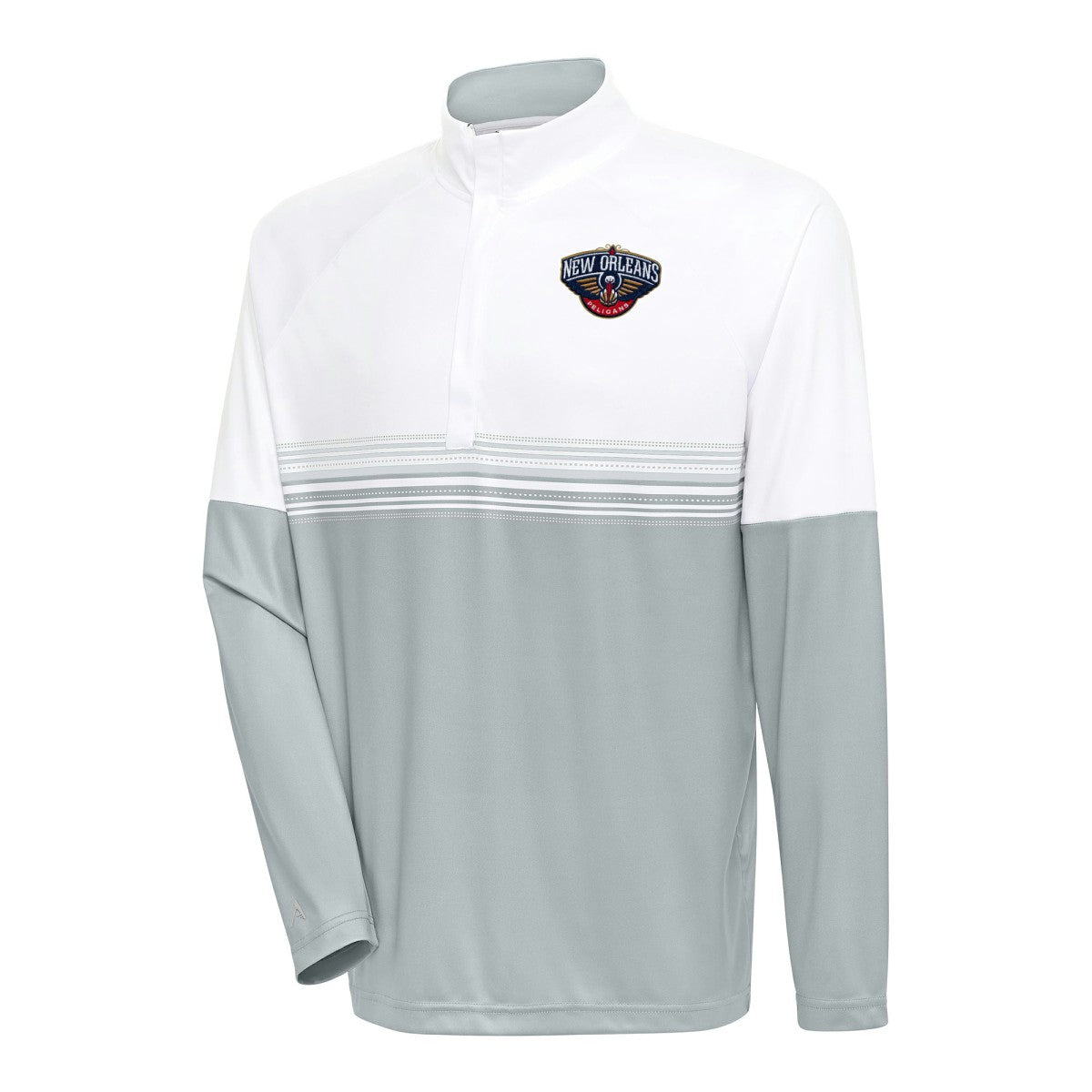 NBA - New Orleans Pelicans Antigua Bender Quarter-Zip Pullover Top - White/Gray