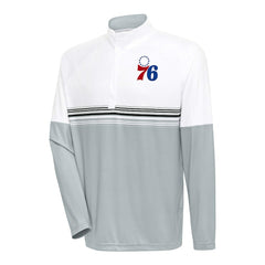 NBA - Philadelphia 76ers Antigua Bender Quarter-Zip Pullover Top - White/Black
