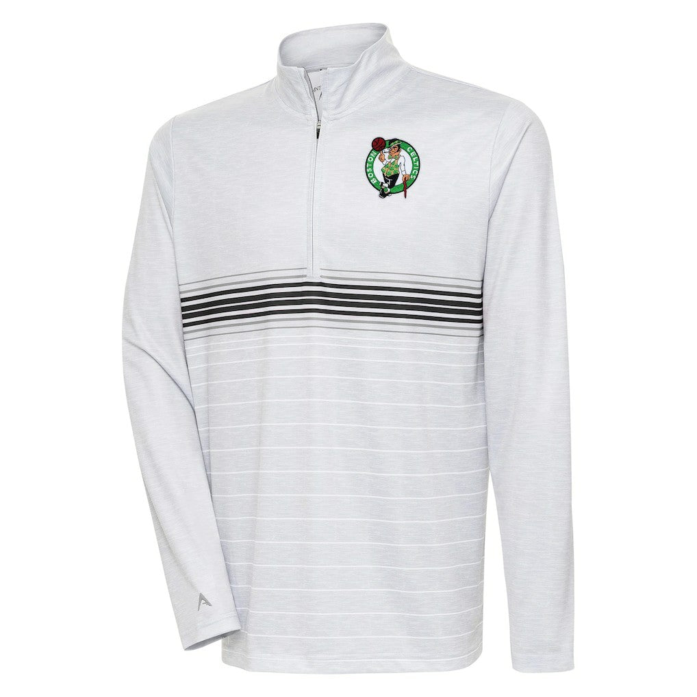 NBA - Boston Celtics Antigua Bullseye Quarter-Zip Pullover Top - Heather Gray/Black