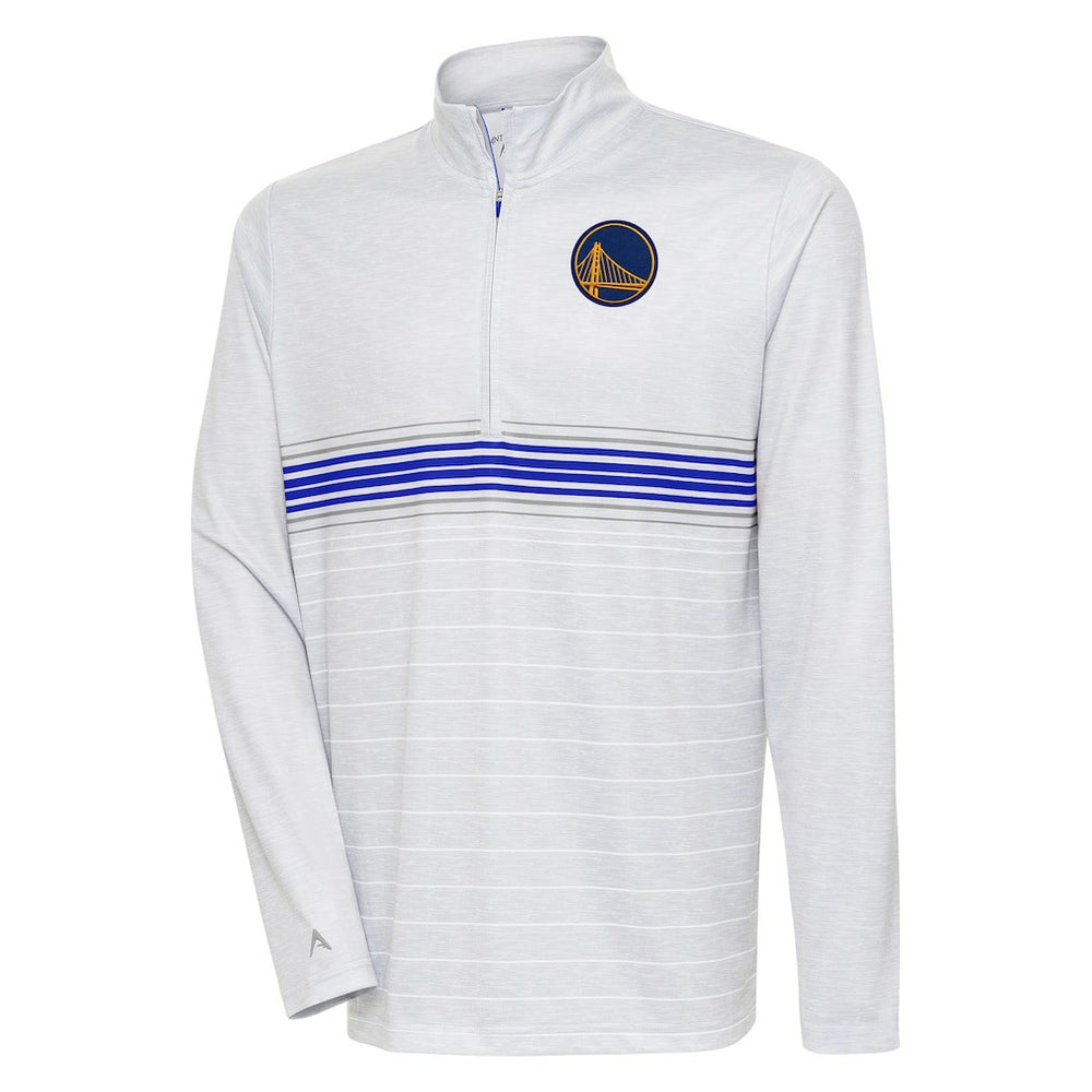 NBA - Golden State Warriors Antigua Bullseye Quarter-Zip Pullover Top - Heather Gray/Royal