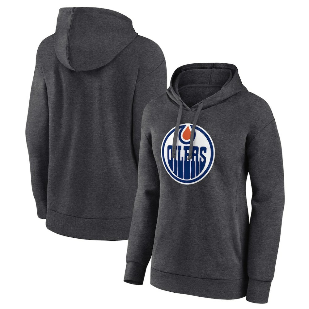 Edmonton Oilers - Women's Primary Logo Pullover Hoodie Charcoal