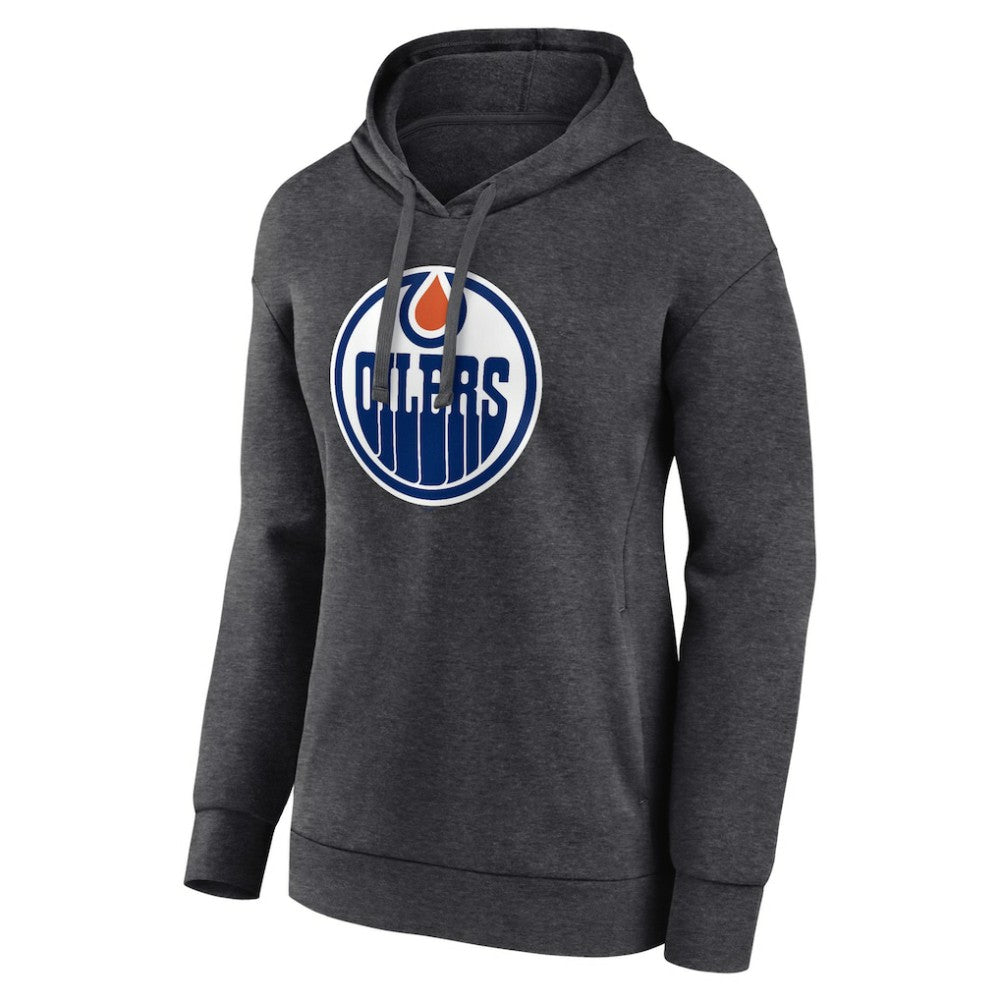 Edmonton Oilers - Women's Primary Logo Pullover Hoodie Charcoal