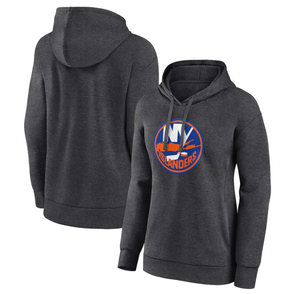 New York Islanders - Women's Primary Logo Pullover Hoodie Charcoal