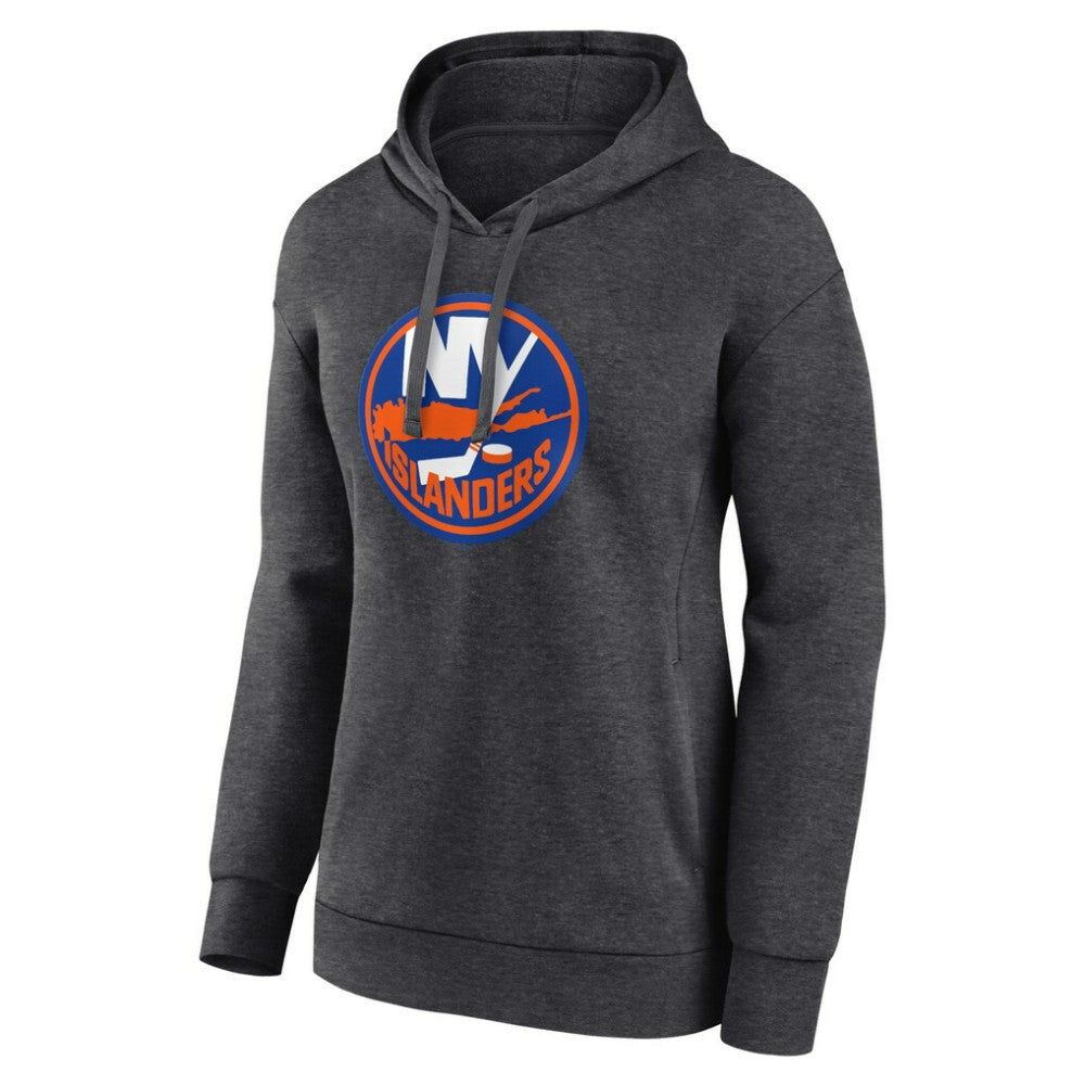 New York Islanders - Women's Primary Logo Pullover Hoodie Charcoal