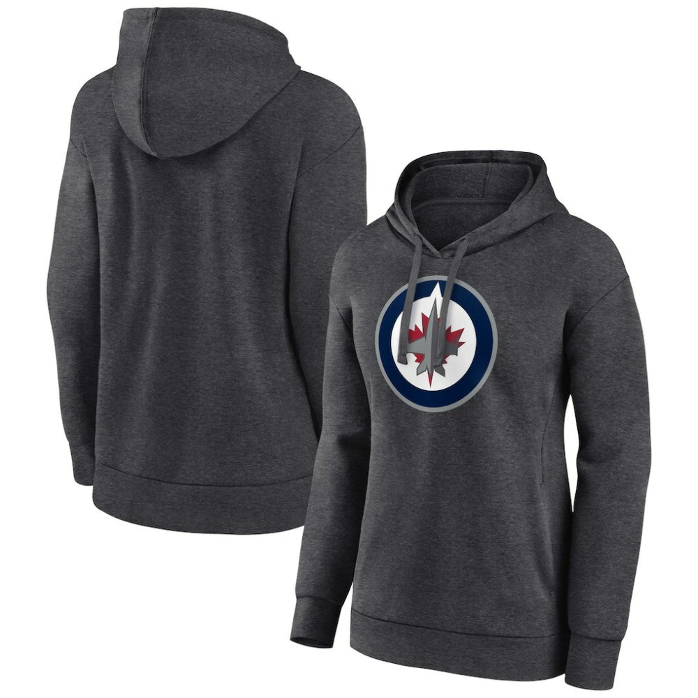 Winnipeg Jets - Women's Primary Logo Pullover Hoodie Charcoal