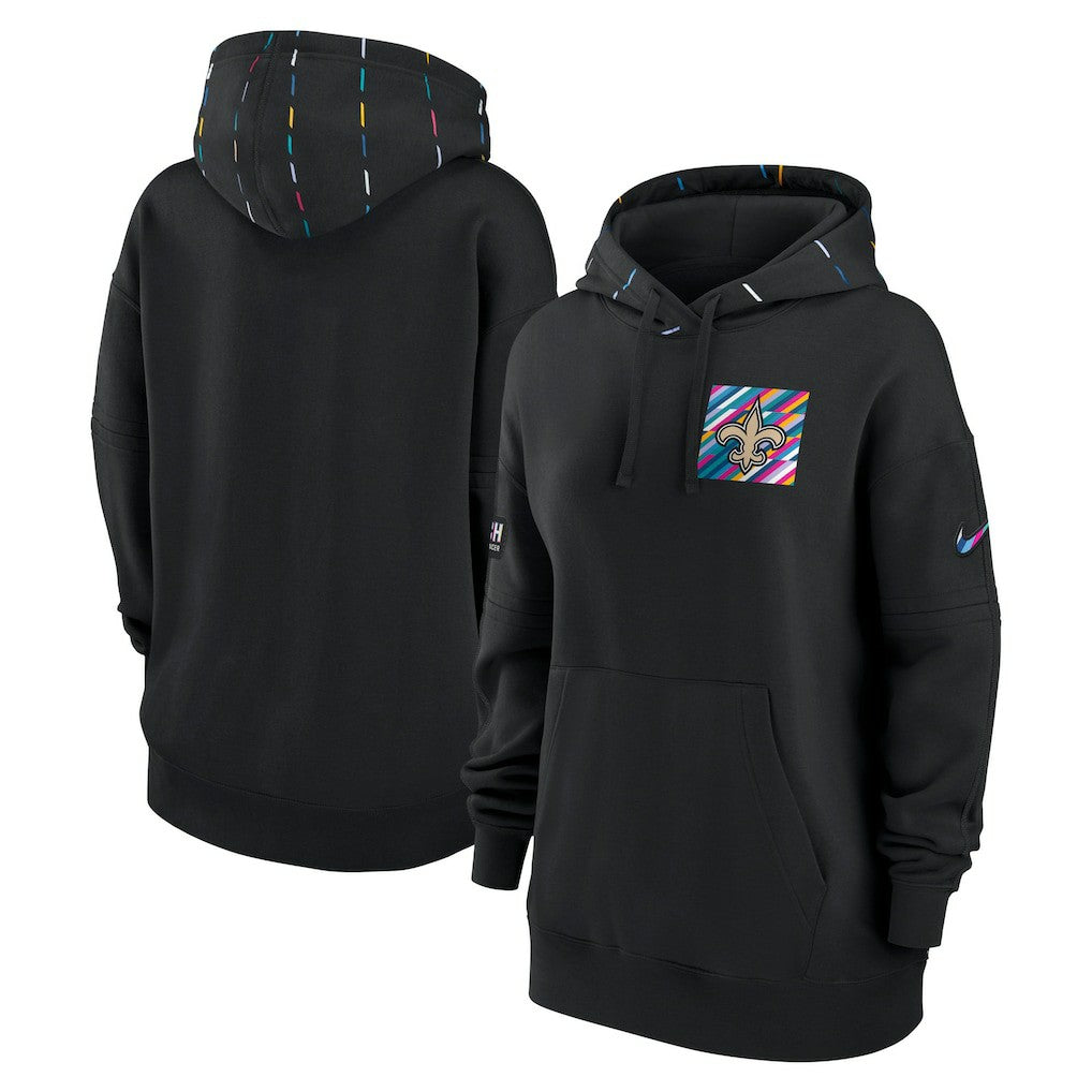New Orleans Saints Women's 2023 NFL Crucial Catch Club Pullover Hoodie Black - Nike