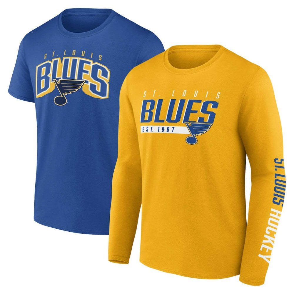 St. Louis Blues - Fanatics Bottle Rocket T-Shirt Combo Pack Gold/Blue