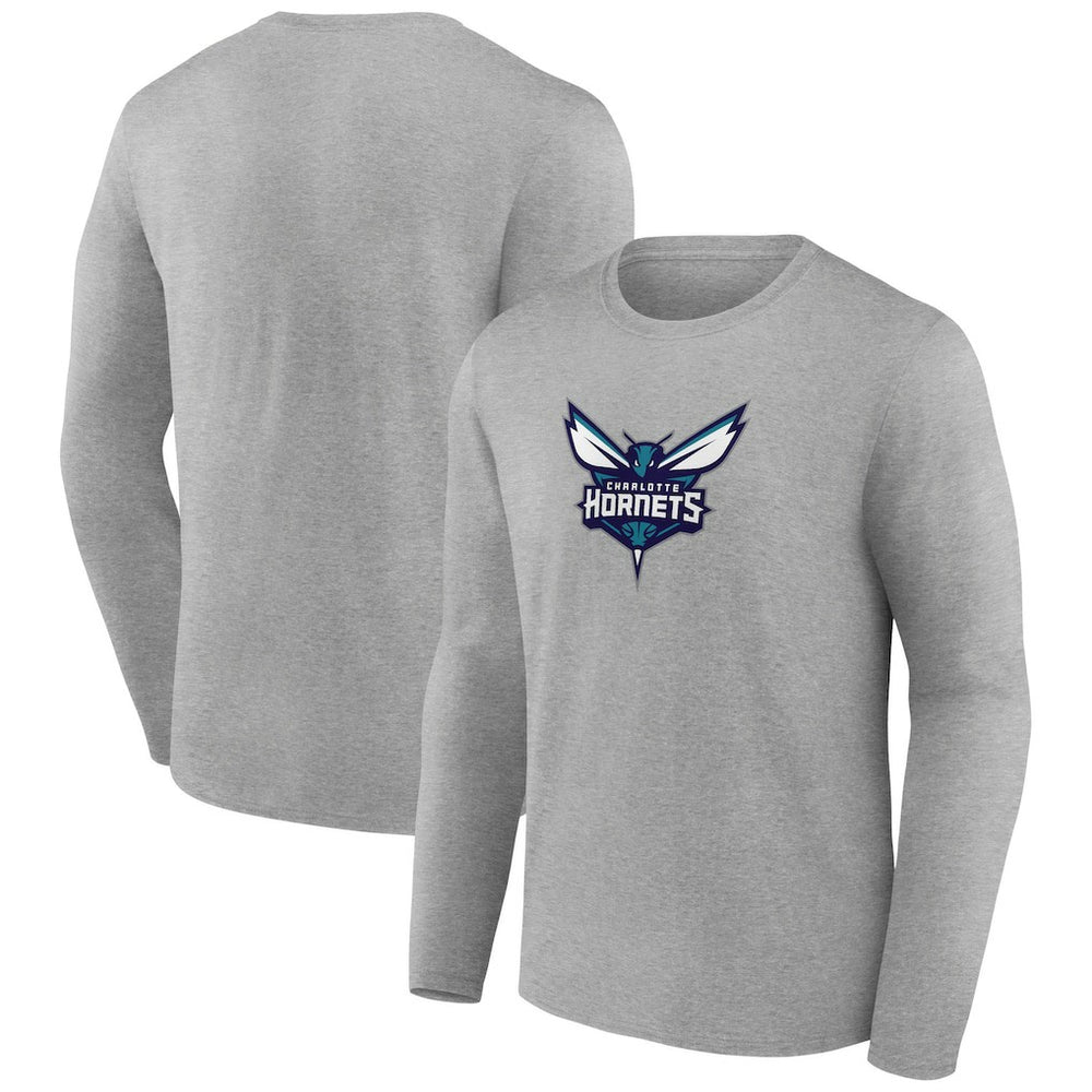 NBA - Charlotte Hornets Primary Team Logo Long Sleeve T-Shirt - Gray