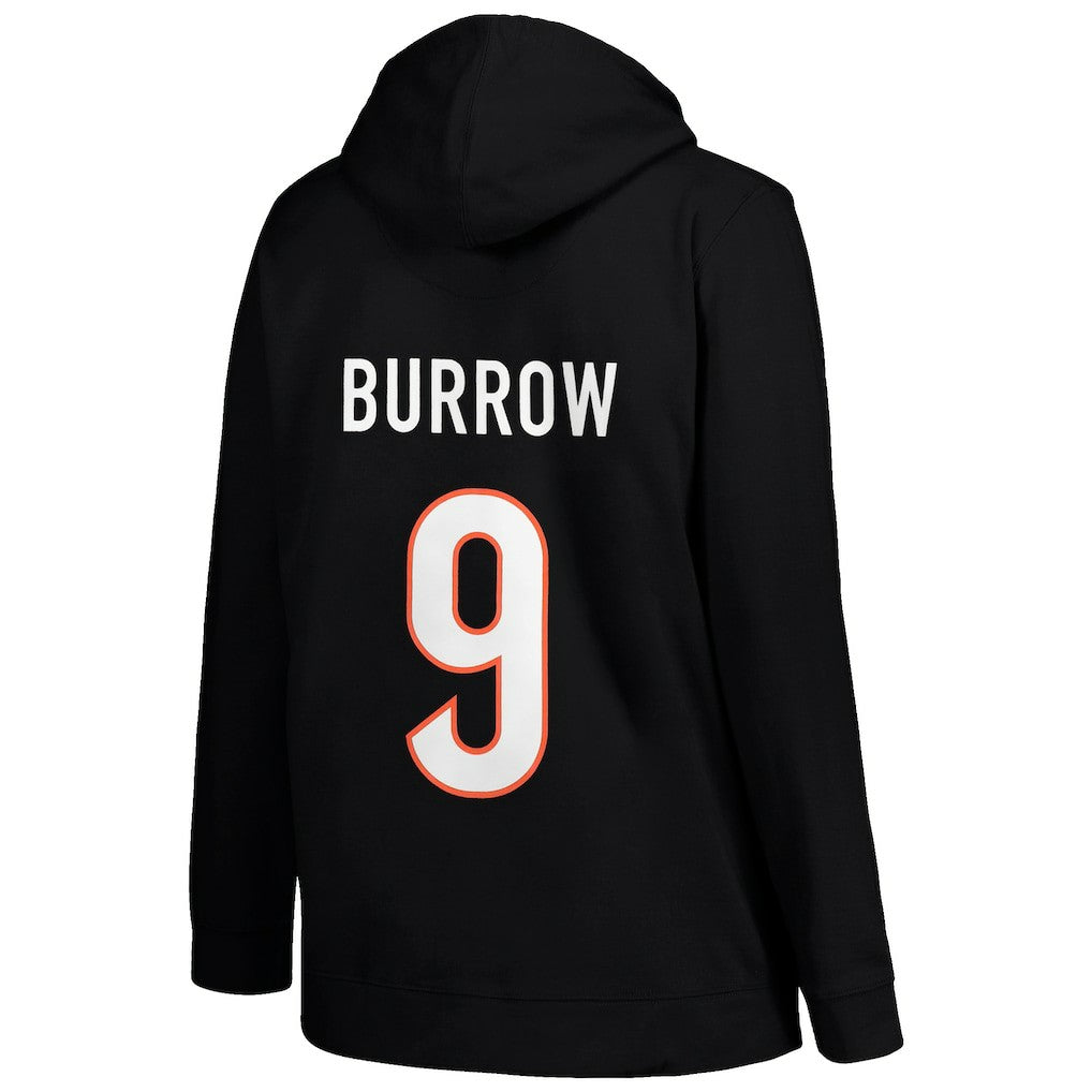 Joe Burrow Cincinnati Bengals Profile Women's Plus Size Player Name & Number Pullover Hoodie Black - NFL
