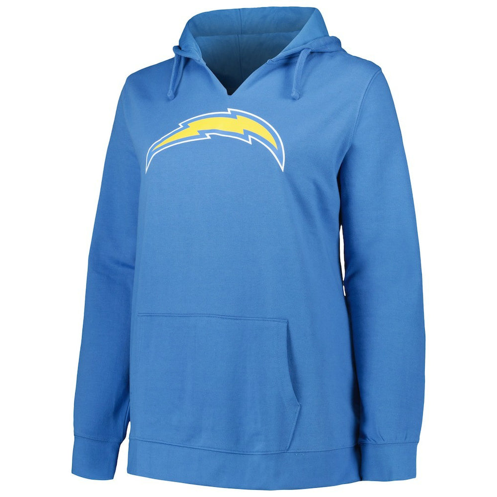 Justin Herbert Los Angeles Chargers Profile Women's Plus Size Player Name & Number Pullover Hoodie Powder Blue - NFL