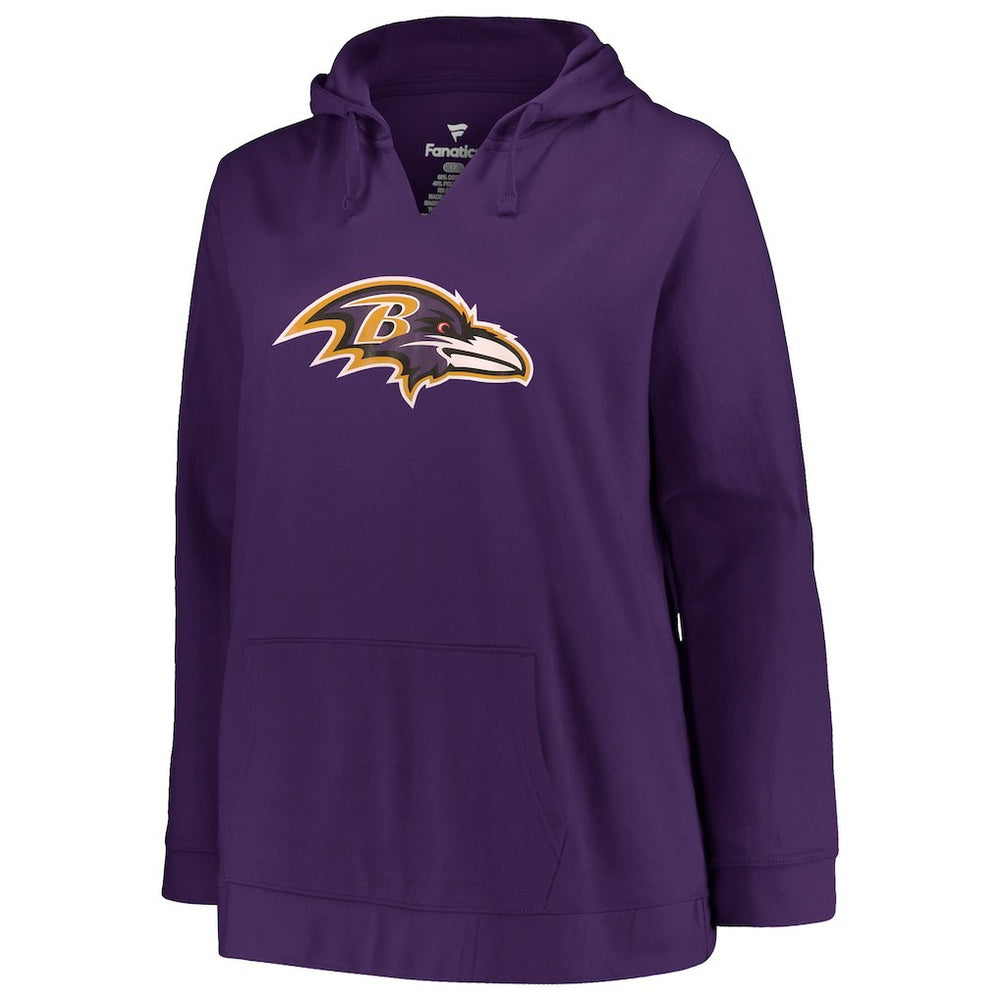 Lamar Jackson Baltimore Ravens Profile Women's Plus Size Player Name & Number Pullover Hoodie Purple - NFL