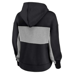 New Orleans Saints Women's Filled Stat Sheet Lighweight Modest Crop Hoodie Black - Fanatics
